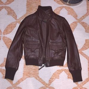 Mango Brown Leather Jacket